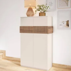 Wohnen Schuhschrank in Weiß und Holzoptik Braun - Addara