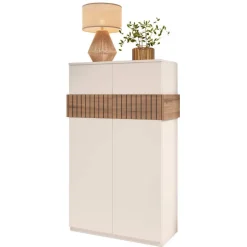 Wohnen Schuhschrank in Weiß und Holzoptik Braun - Addara