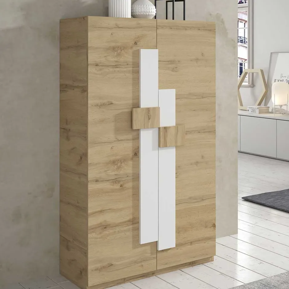 Wohnen Schuhschrank in Wildeiche & Weiß - Salmanca