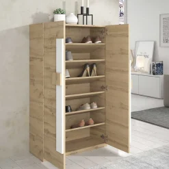 Wohnen Schuhschrank in Wildeiche & Weiß - Salmanca