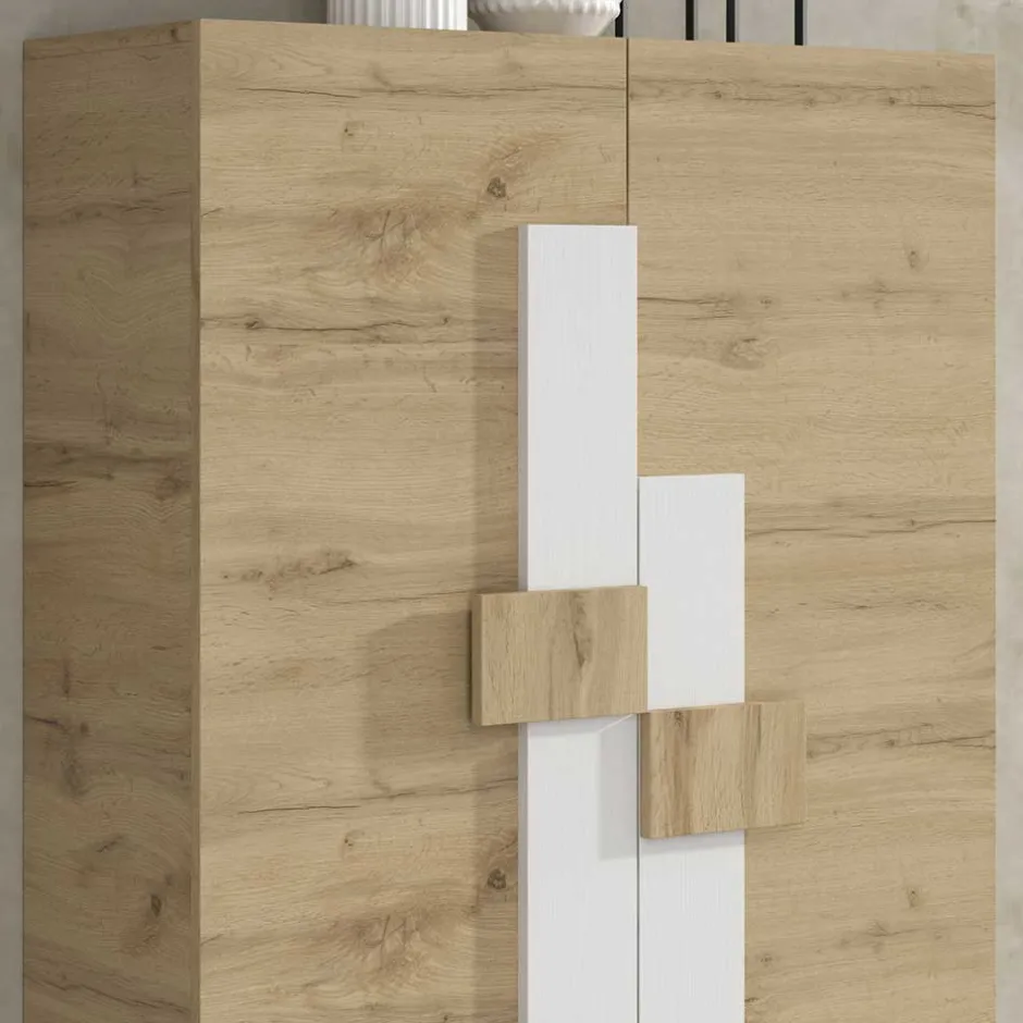 Wohnen Schuhschrank in Wildeiche & Weiß - Salmanca