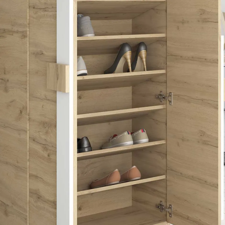 Wohnen Schuhschrank in Wildeiche & Weiß - Salmanca