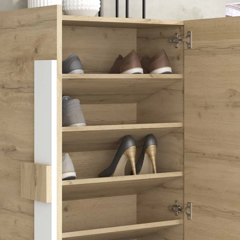 Wohnen Schuhschrank in Wildeiche & Weiß - Salmanca