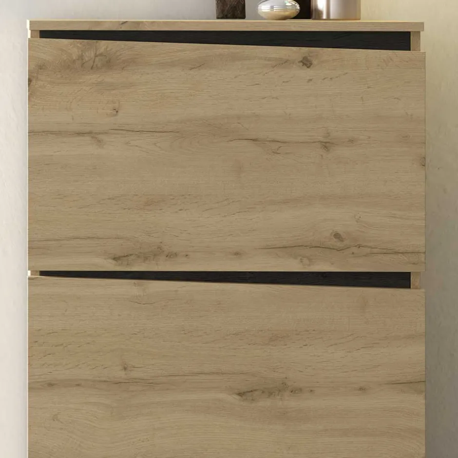 Schuhschrank in Wildeiche & Schwarzgrau - Paula^Wohnen Online