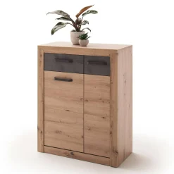 Wohnen Schuhschrank in Wildeiche mit Dunkelgrau - Carry