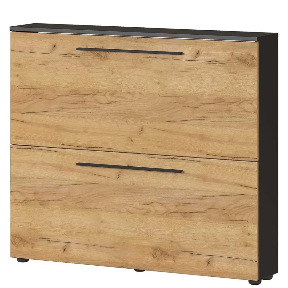 Wohnen Schuhschrank in Wildeiche NB & Anthrazit - Lampione