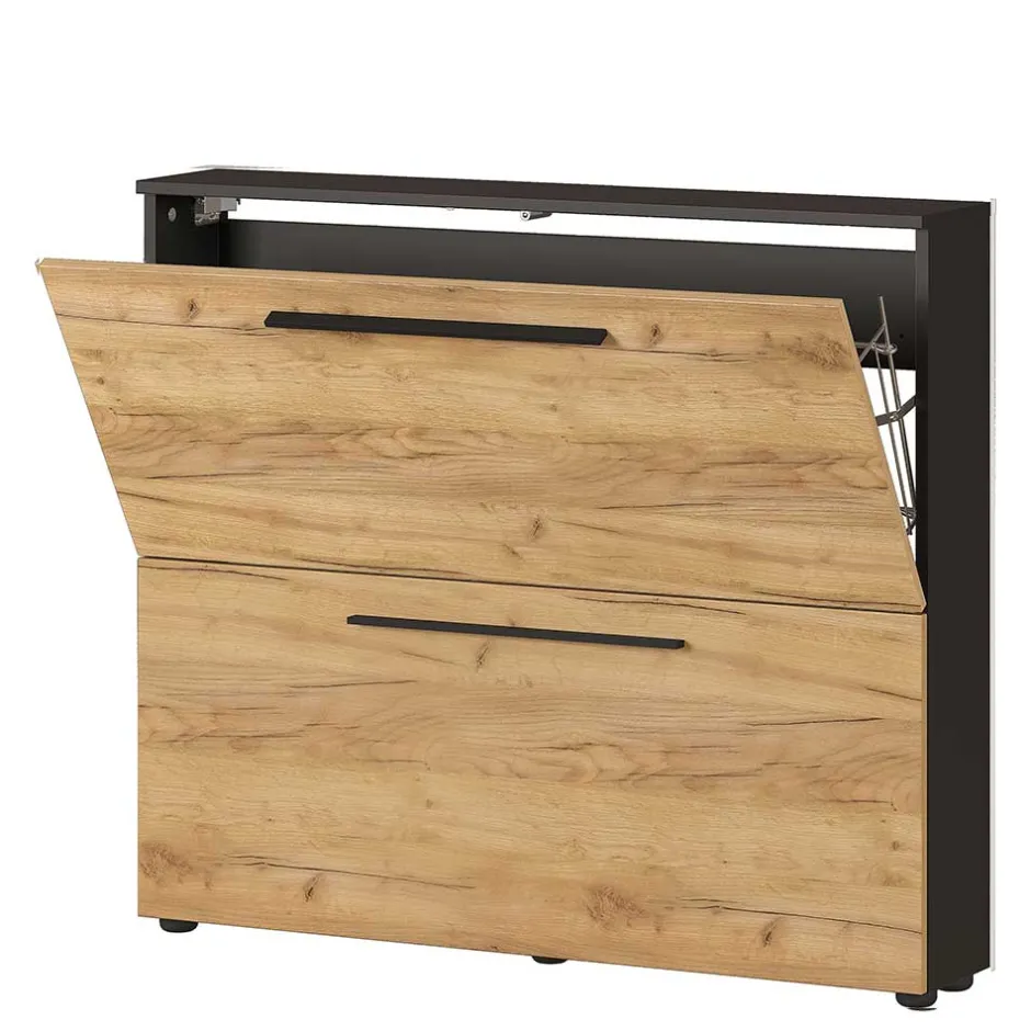 Wohnen Schuhschrank in Wildeiche NB & Anthrazit - Lampione