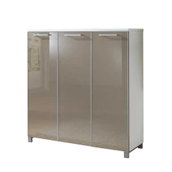 Schuhschrank Srocca in Taupe Weiß Glas beschichtet^Wohnen Discount