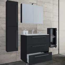 Schwarze Badezimmermöbel mit Weiß - Gloriella (dreiteilig)^Wohnen Online