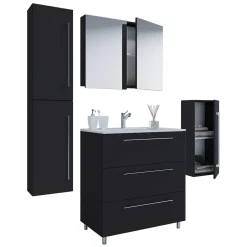 Schwarze Badezimmermöbel mit Weiß - Gloriella (dreiteilig)^Wohnen Online