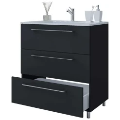 Schwarze Badezimmermöbel mit Weiß - Gloriella (dreiteilig)^Wohnen Online