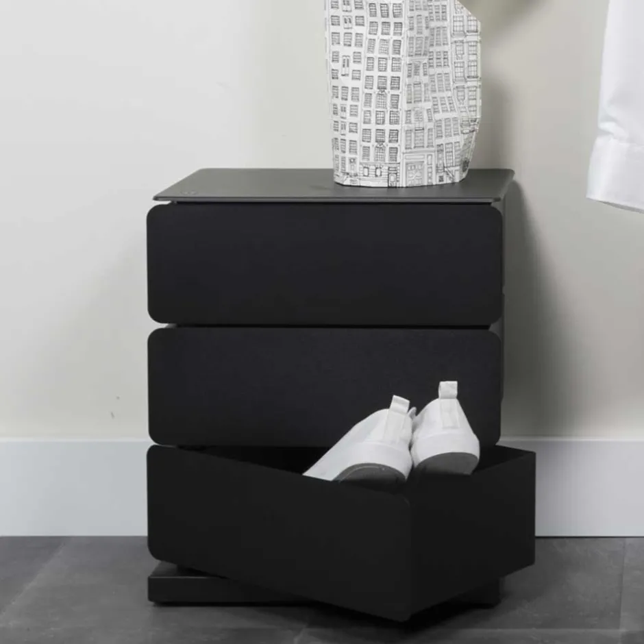 Wohnen Schwarze Design Stahlkommode mit drei Schubladen - Zunil