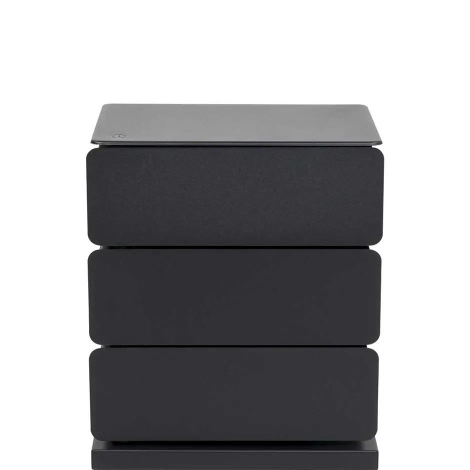 Wohnen Schwarze Design Stahlkommode mit drei Schubladen - Zunil