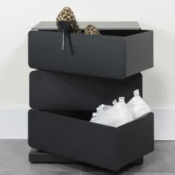 Wohnen Schwarze Design Stahlkommode mit drei Schubladen - Zunil