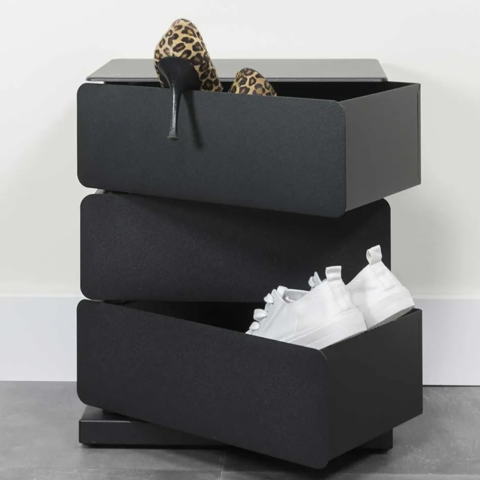 Wohnen Schwarze Design Stahlkommode mit drei Schubladen - Zunil