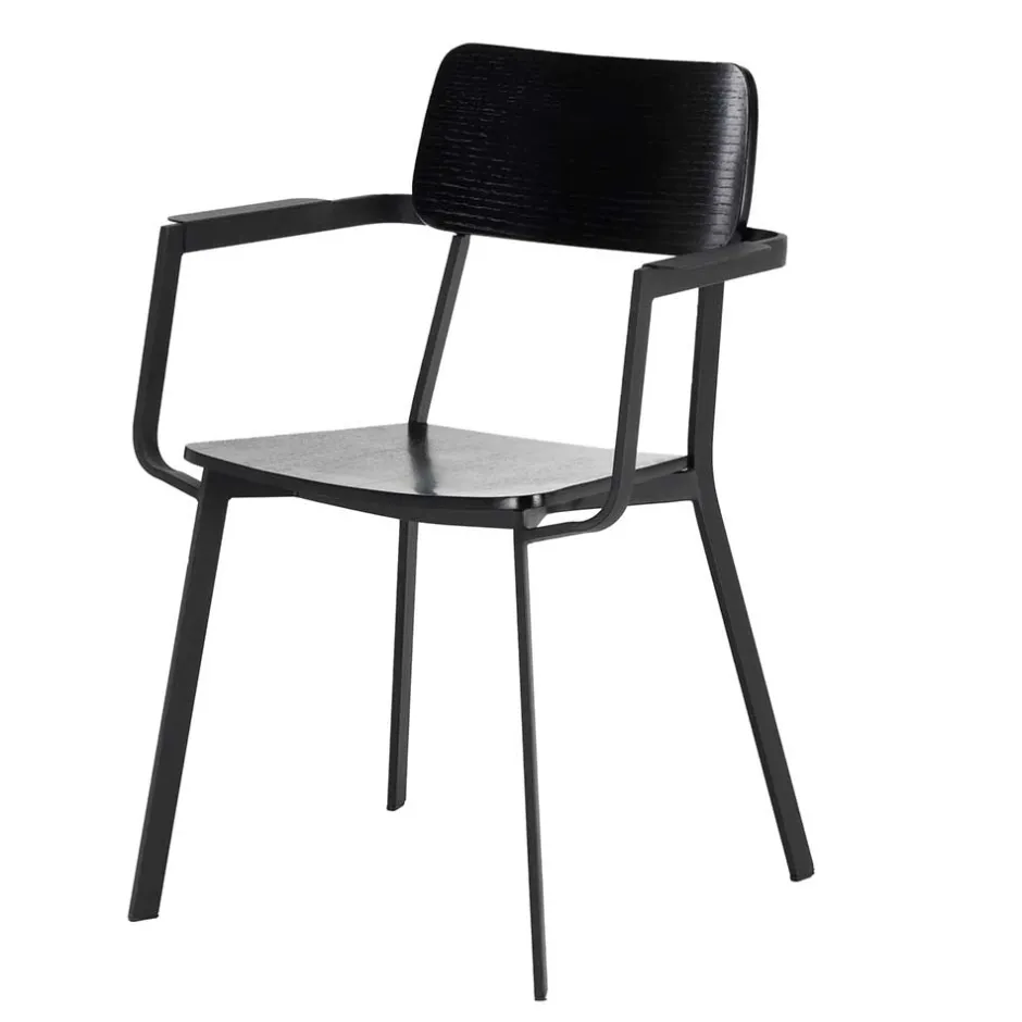 Wohnen Schwarze Designstühle mit Armlehnen - Lejadro (4er Set)