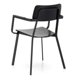 Wohnen Schwarze Designstühle mit Armlehnen - Lejadro (4er Set)