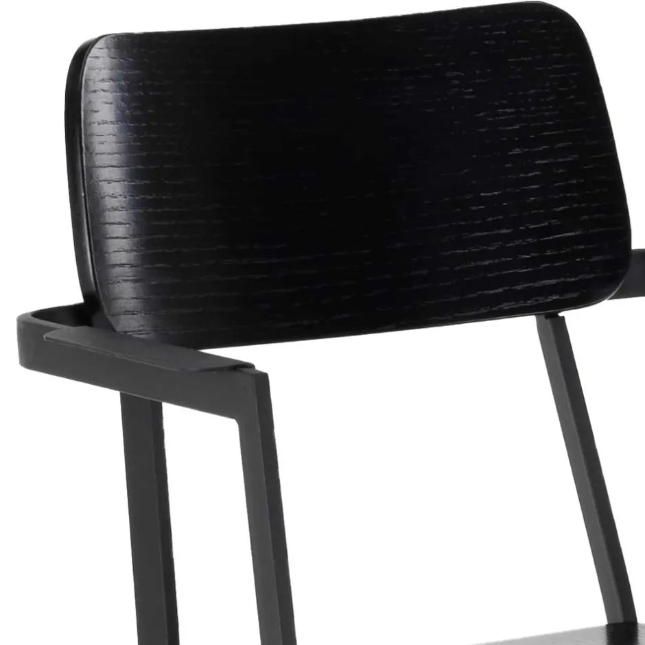 Wohnen Schwarze Designstühle mit Armlehnen - Lejadro (4er Set)