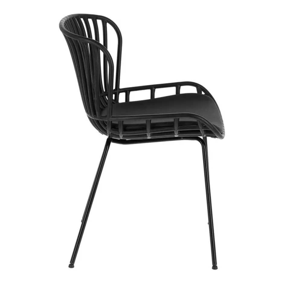 Wohnen Schwarze Esszimmerstühle mit Polster - Pavias (4er Set)