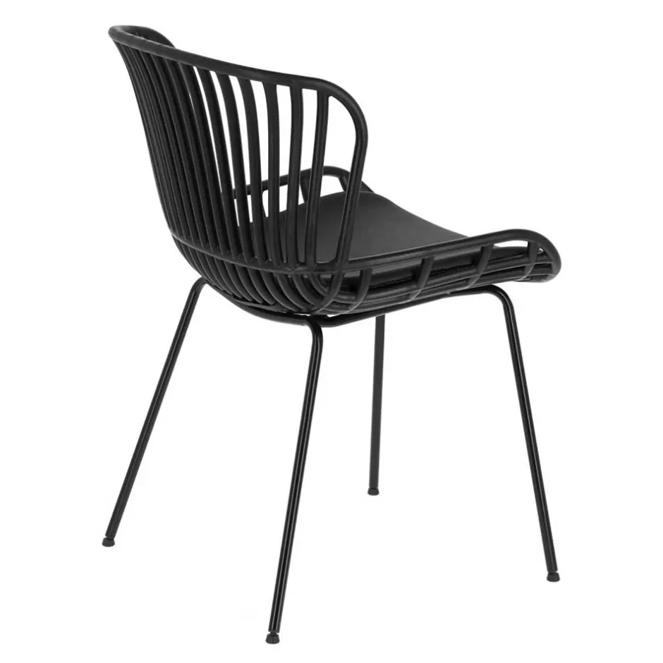 Wohnen Schwarze Esszimmerstühle mit Polster - Pavias (4er Set)