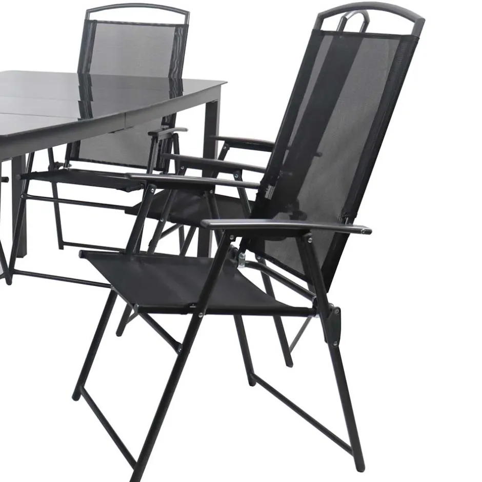 Schwarze Garten-Tischgruppe Set - Leni (siebenteilig)^Wohnen Sale