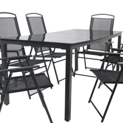 Schwarze Garten-Tischgruppe Set - Leni (siebenteilig)^Wohnen Sale