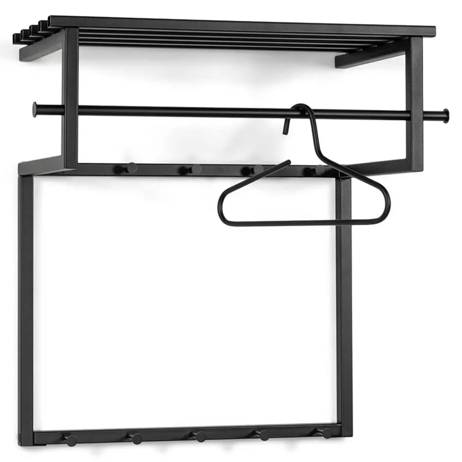 Schwarze Hängegarderobe aus Metall mit Hutboden - Estagel^Wohnen Best