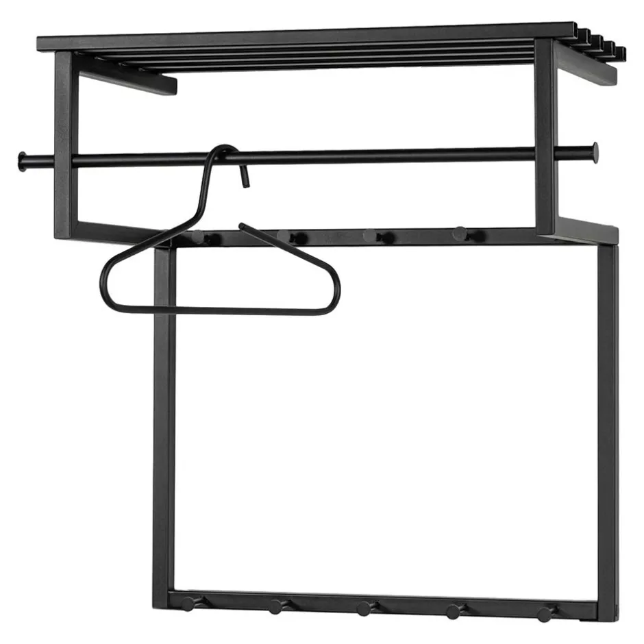 Schwarze Hängegarderobe aus Metall mit Hutboden - Estagel^Wohnen Best