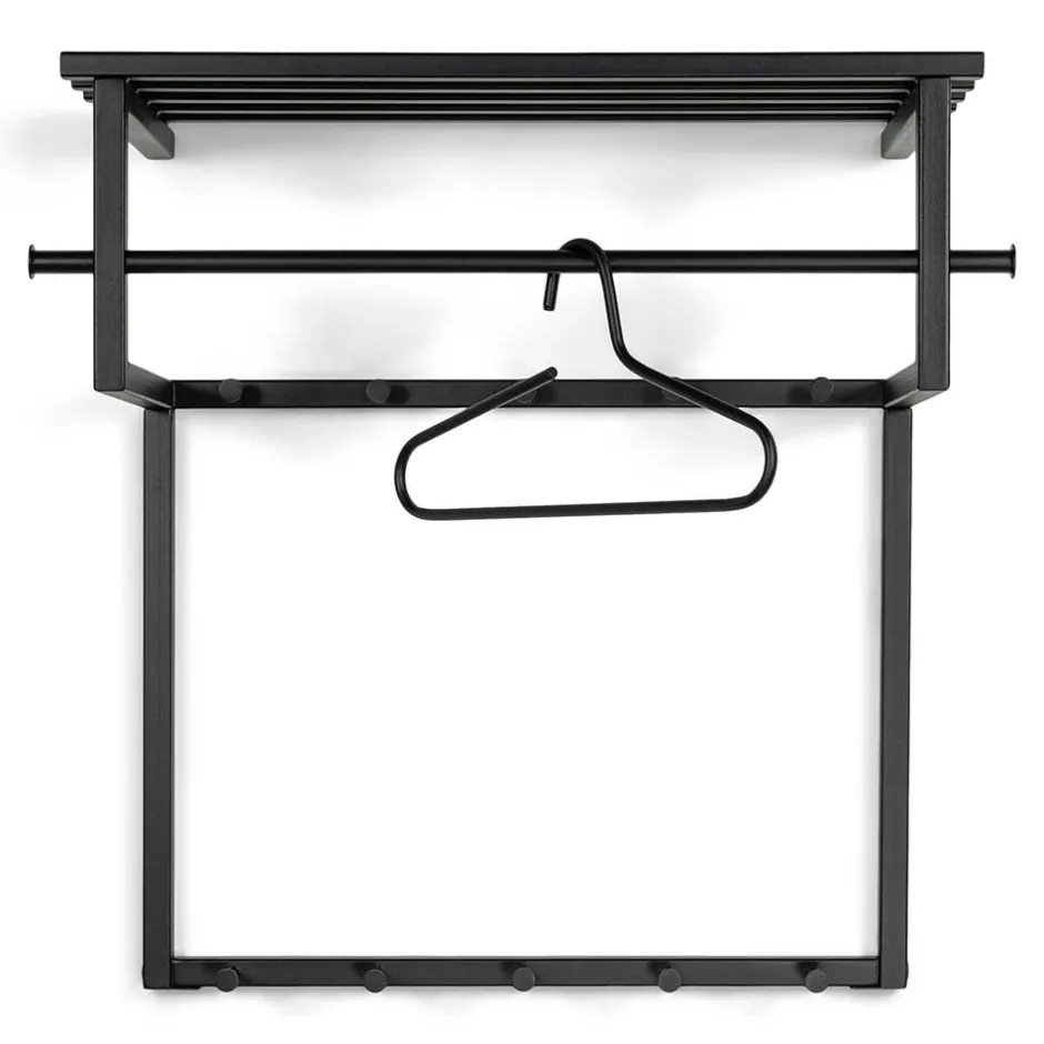 Schwarze Hängegarderobe aus Metall mit Hutboden - Estagel^Wohnen Best