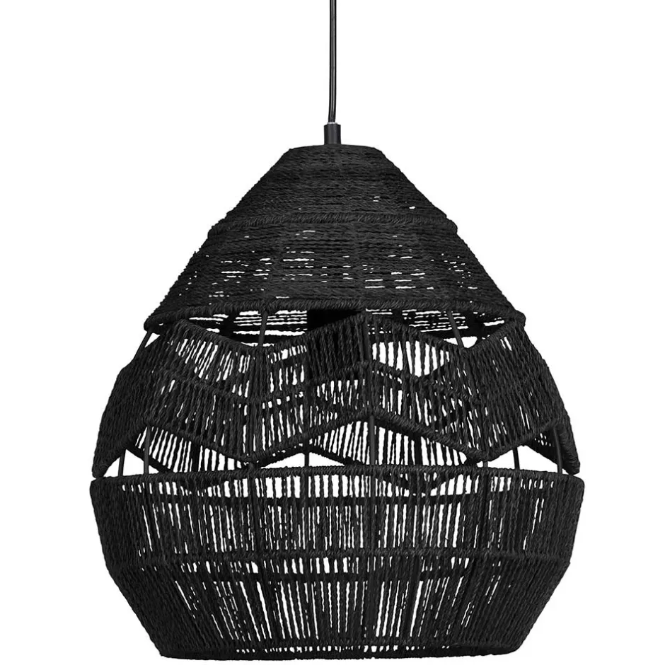 Wohnen Schwarze Hängeleuchten aus Papierseil - Maura (2er Set)