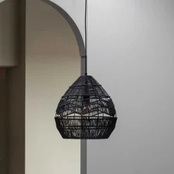 Wohnen Schwarze Hängeleuchten aus Papierseil - Maura (2er Set)