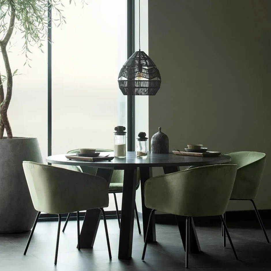 Wohnen Schwarze Hängeleuchten aus Papierseil - Maura (2er Set)