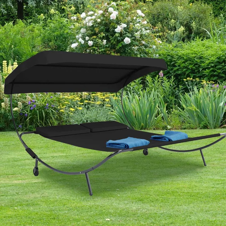 Wohnen Schwarze Outdoorliege für zwei Personen - Valdi