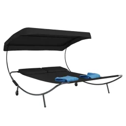 Wohnen Schwarze Outdoorliege für zwei Personen - Valdi