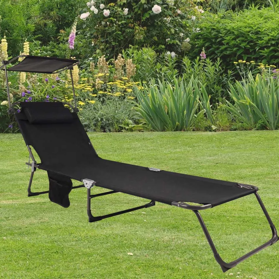 Wohnen Schwarze Sonnenliege zusammenklappbar - Ambia