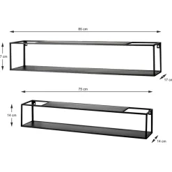 Wohnen Schwarze Wandregale Set - Mikene (zweiteilig)