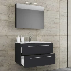 Wohnen Schwarzer Badezimmer-Waschplatz Set - Gloriella (zweiteilig)