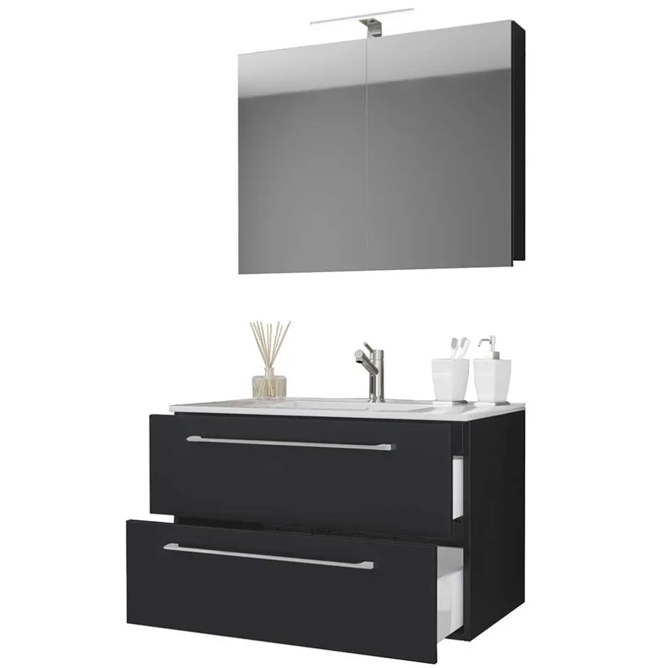 Wohnen Schwarzer Badezimmer-Waschplatz Set - Gloriella (zweiteilig)