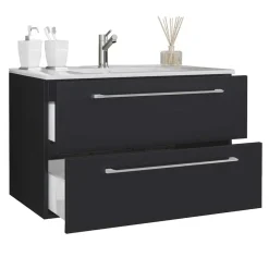 Wohnen Schwarzer Badezimmer-Waschplatz Set - Gloriella (zweiteilig)