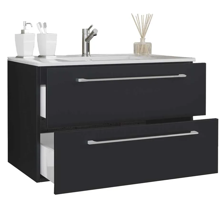 Wohnen Schwarzer Badezimmer-Waschplatz Set - Gloriella (zweiteilig)