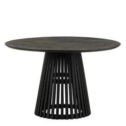 Wohnen Schwarzer Design Säulentisch mit Schweizer Kante - Vamaica