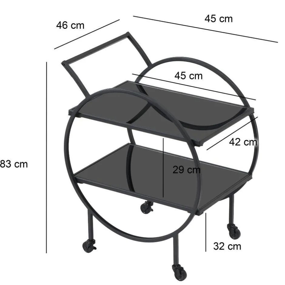 Wohnen Schwarzer Design-Servierwagen aus Metall - Nucina