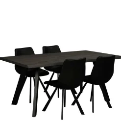 Wohnen Schwarzer Eiche Esstisch & Stühle - Namac (fünfteilig)