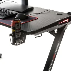 Schwarzer Gamer PC Tisch mit LED Beleuchtung - Frogs^Wohnen Outlet