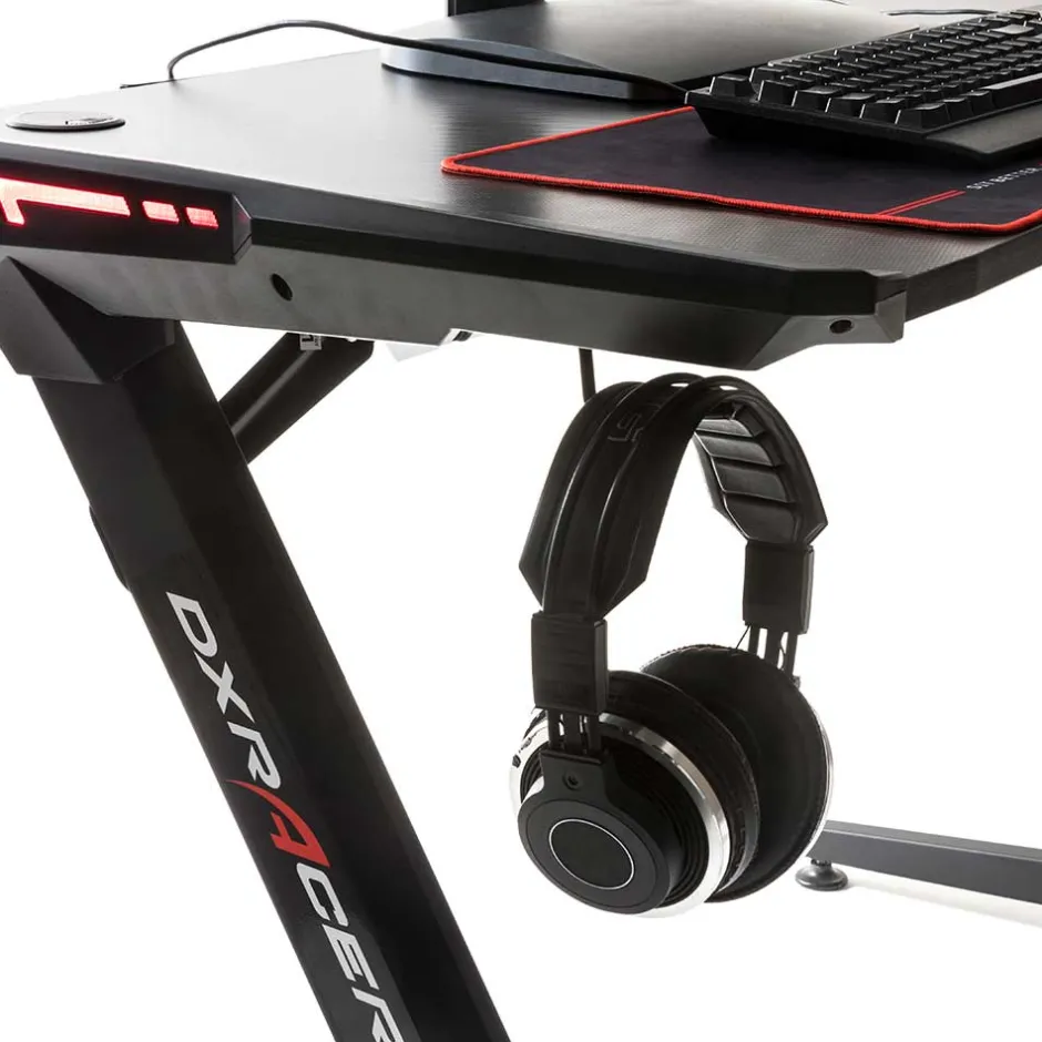 Schwarzer Gamer PC Tisch mit LED Beleuchtung - Frogs^Wohnen Outlet