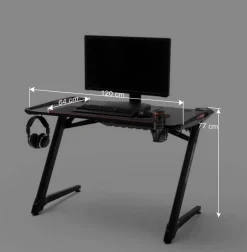 Schwarzer Gamer PC Tisch mit LED Beleuchtung - Frogs^Wohnen Outlet