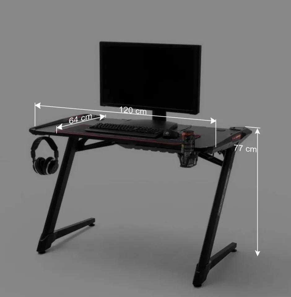 Schwarzer Gamer PC Tisch mit LED Beleuchtung - Frogs^Wohnen Outlet