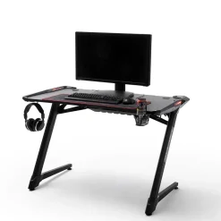 Schwarzer Gamer PC Tisch mit LED Beleuchtung - Frogs^Wohnen Outlet