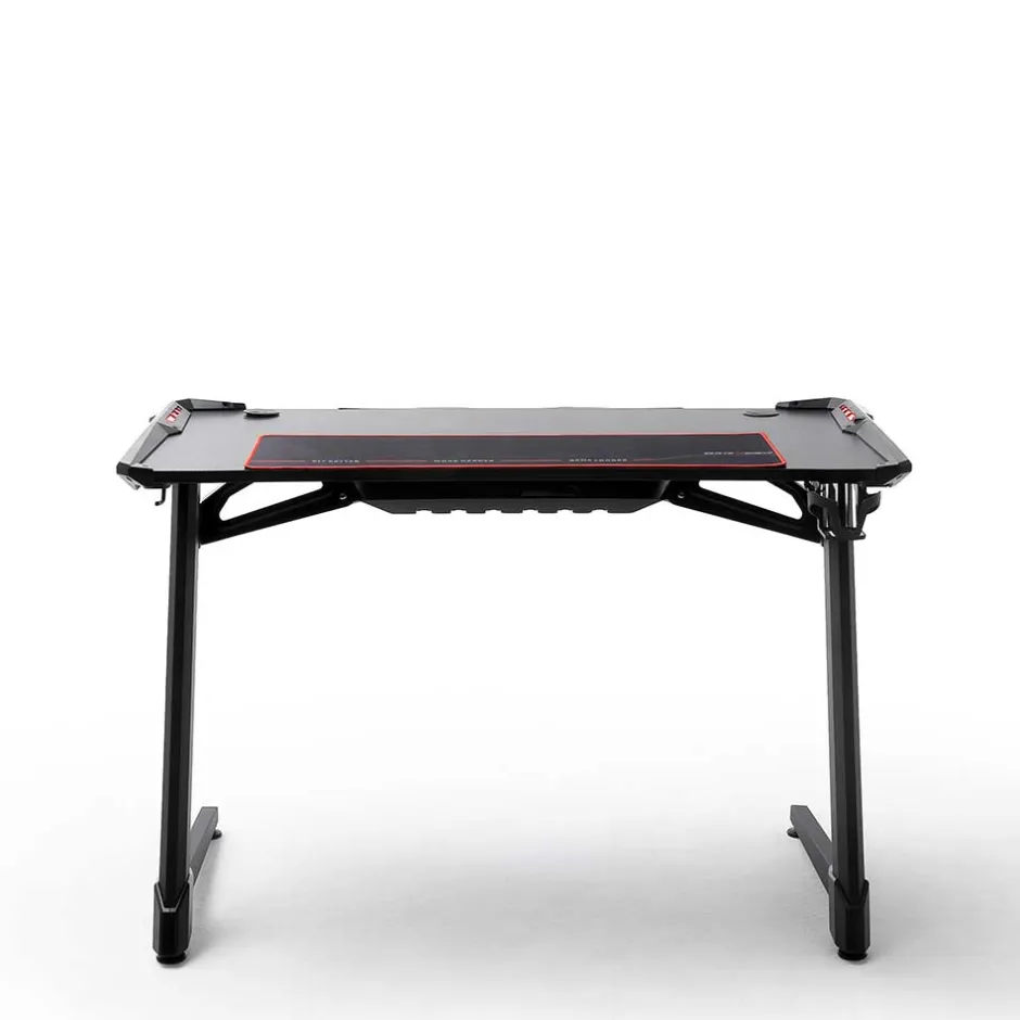 Schwarzer Gamer PC Tisch mit LED Beleuchtung - Frogs^Wohnen Outlet