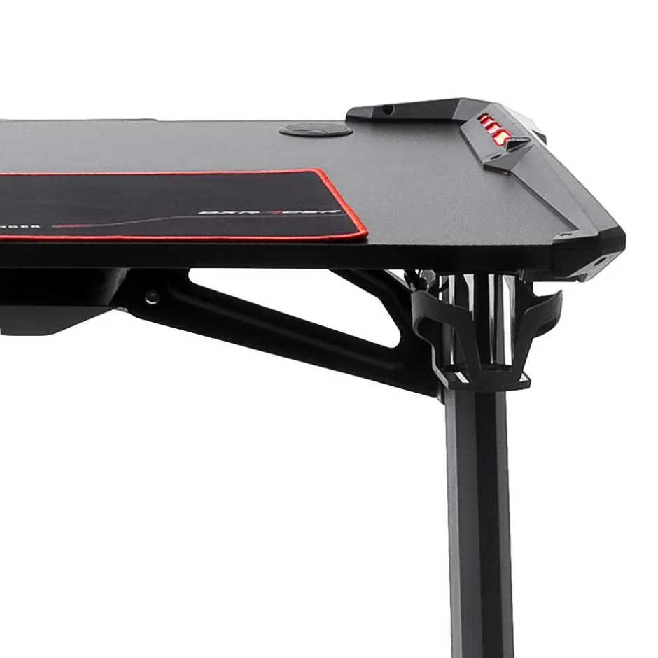 Schwarzer Gamer PC Tisch mit LED Beleuchtung - Frogs^Wohnen Outlet